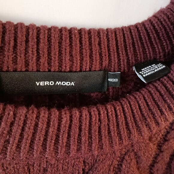 Vero Moda Chunky Sweater Wine Tasting Size 48 20 Women Acrylic Knit Excellent - Picture 2 of 6